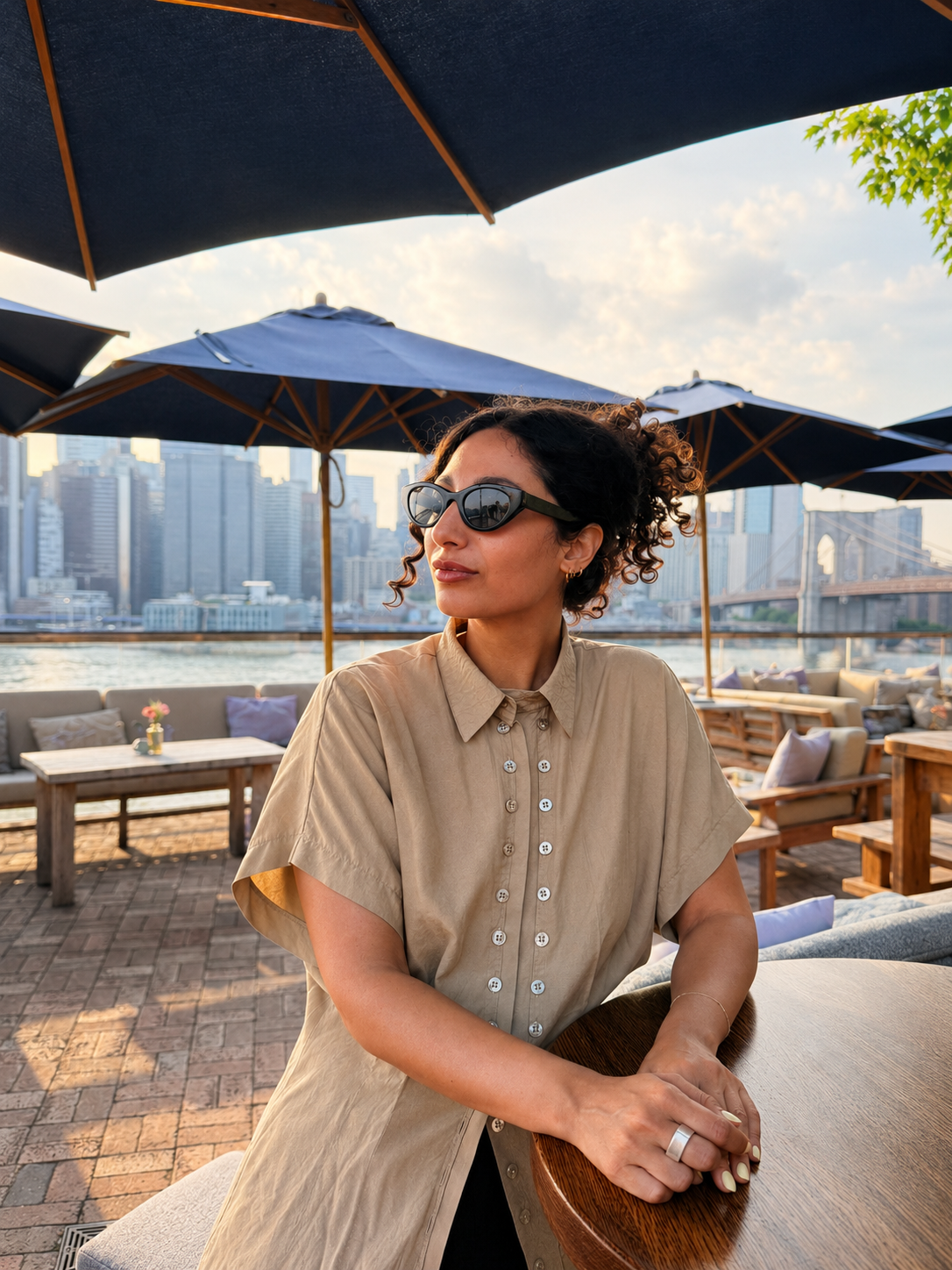 Isabel Hannah at a Brooklyn waterfront restaurant